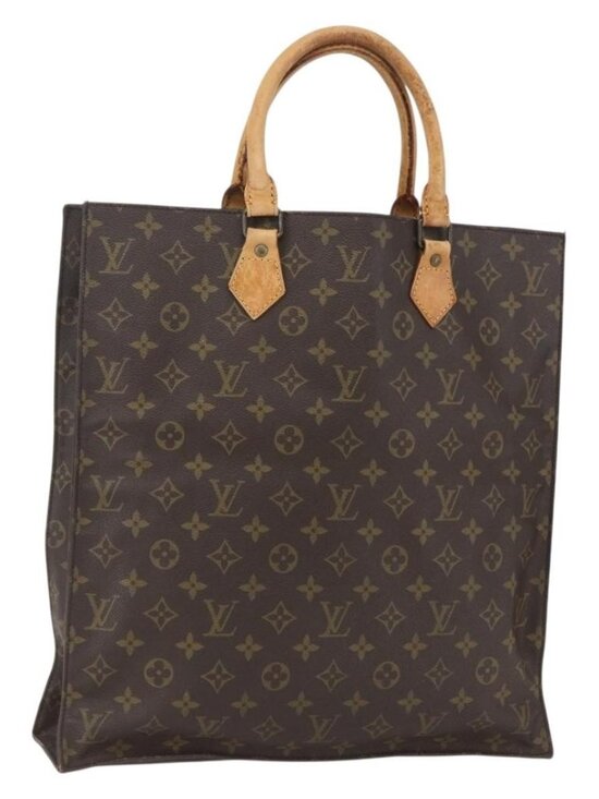 Louis Vuitton Handbags - LOUIS VUITTON Monogram Sac Plat Hand Bag M51140 LV Auth BA9399